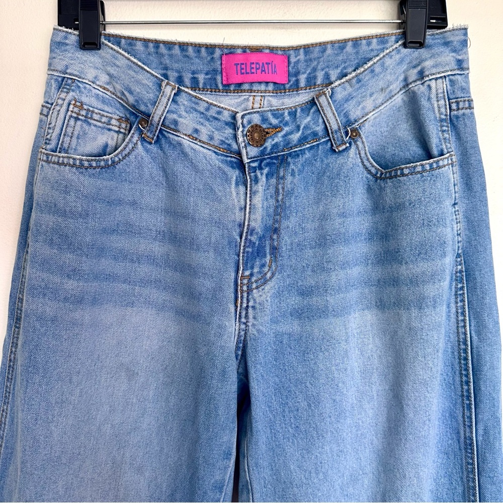 Telepatia Cherry Pocket Classic Denim Wide Leg Jeans Size 9/29 - Picture 3 of 12
